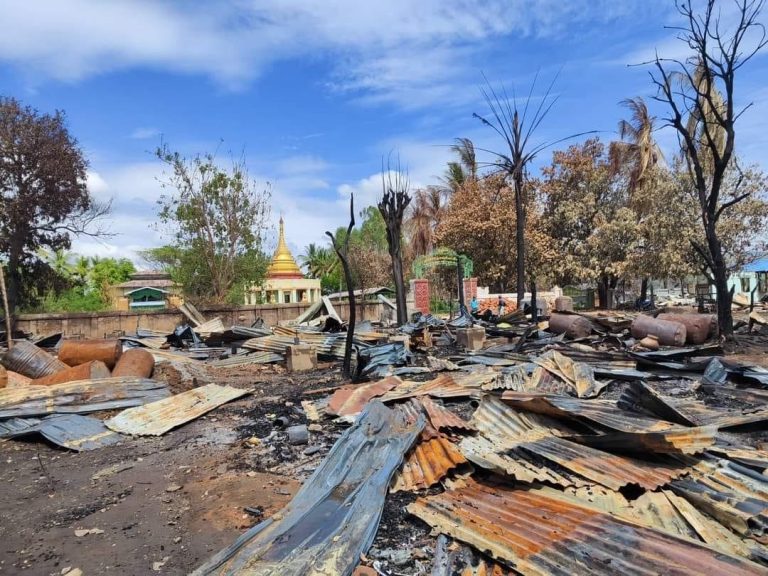 မုန်တိုင်းကြောင့်ပျက်စီးမှုများ မပြုပြင်နိုင်သည့်အပြင် စစ်ကြောင်းထိုးမီးရှို့မှုပါ ထပ်ခံနေရ