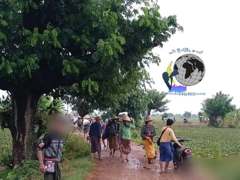 လက်နက်များပစ်ခတ် စစ်ကြောင်းထိုးလာ၍  ခင်ဦးဒေသခံ ၃၀၀၀ ခန့်ဘေးလွတ်ရာထွက်ပြေးနေရ