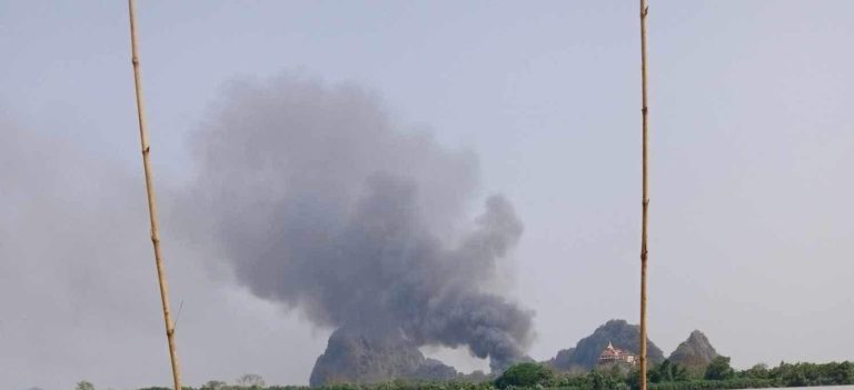 လက်နက်ကြီးလေကြောင်းကြောင့် တရနာနှင့် ဓမ္မသရှိနေအိမ်များ မီးလောင်ပျက်စီး