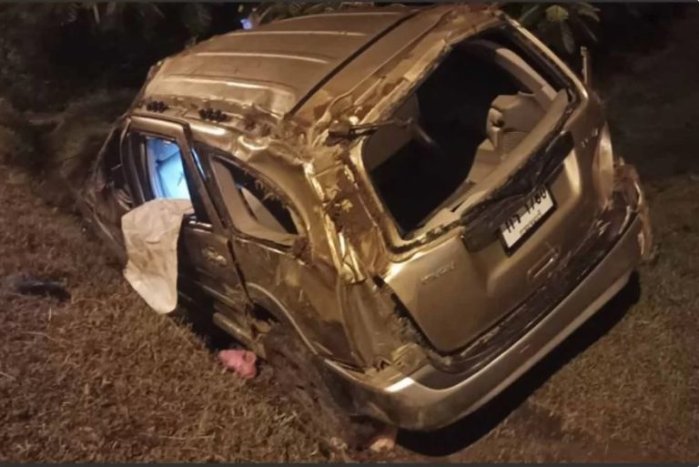 ကန်ချနဘူရီတွင် မြန်မာ ၂၈ ဦး ပါသော ကားတိမ်းမှောက်